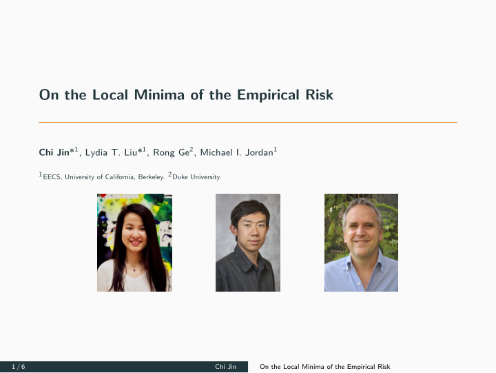 on the local minima of the empirical risk
