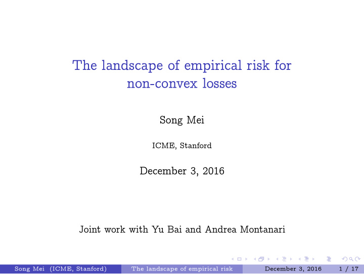 the landscape of empirical risk for non convex losses