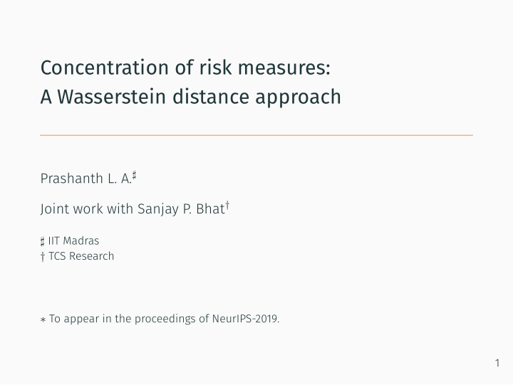 concentration of risk measures a wasserstein distance