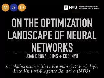 ON THE OPTIMIZATION  LANDSCAPE OF NEURAL  NETWORKS  JOAN BRUNA , CIMS + CDS, NYU  in collaboration