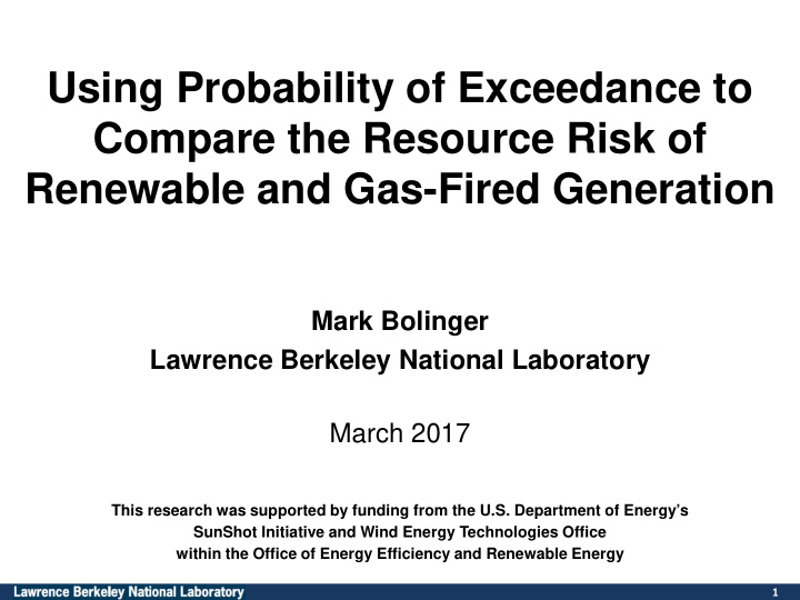 using probability of exceedance to compare the resource