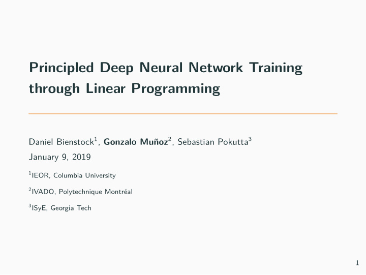 principled deep neural network training through linear