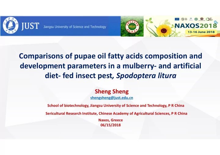 comparisons of pupae oil fatty acids composition and