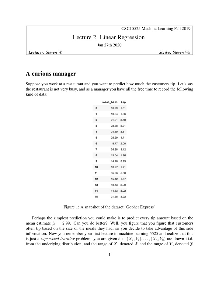 lecture 2 linear regression
