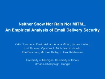 Neither Snow Nor Rain Nor MITM...   An Empirical Analysis of Email Delivery Security Zakir