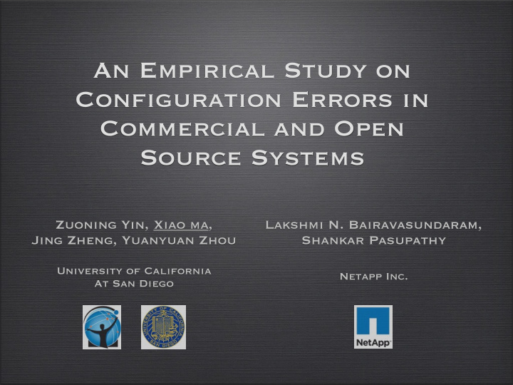 an empirical study on configuration errors in commercial