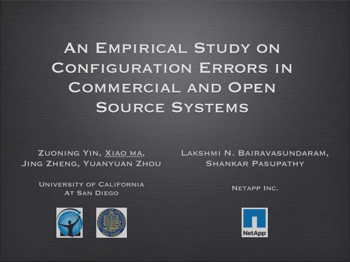 an empirical study on configuration errors in commercial