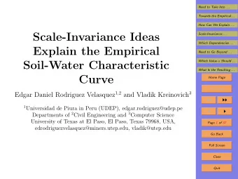 Scale-Invariance Ideas  Scale-Invariance: . . .  Which Dependencies . . .  Explain the Empirical