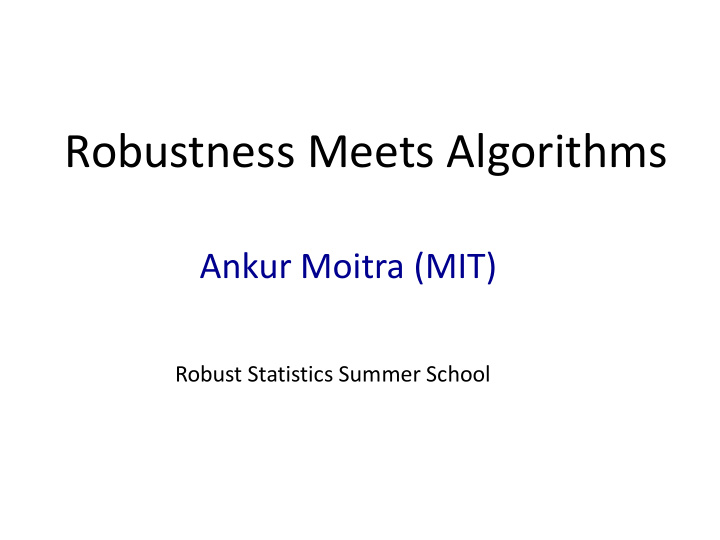 robustness meets algorithms