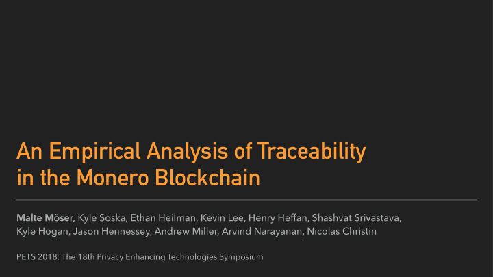 an empirical analysis of traceability in the monero