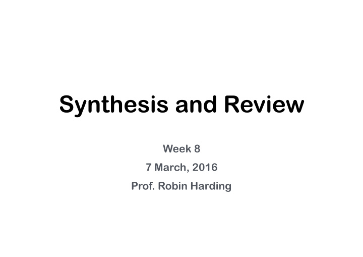 synthesis and review