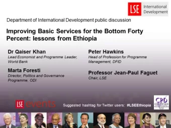 IMPROVING BASIC SERVICES FOR THE  BOTTOM FORTY PERCENT  LESSONS FROM ETHIOPIA  by  by  Qaiser  ser