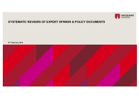 systematic reviews of expert opinion policy documents