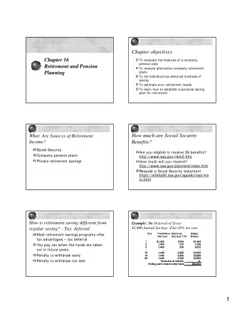 1  Example: Deferral of Taxes Tax-  Example: Deferral of Taxes Tax  -deductible IRA  deductible IRA