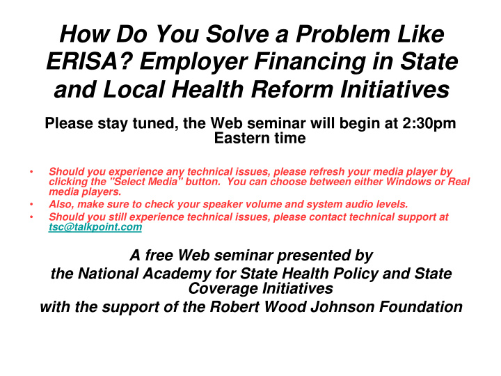 how do you solve a problem like erisa employer financing
