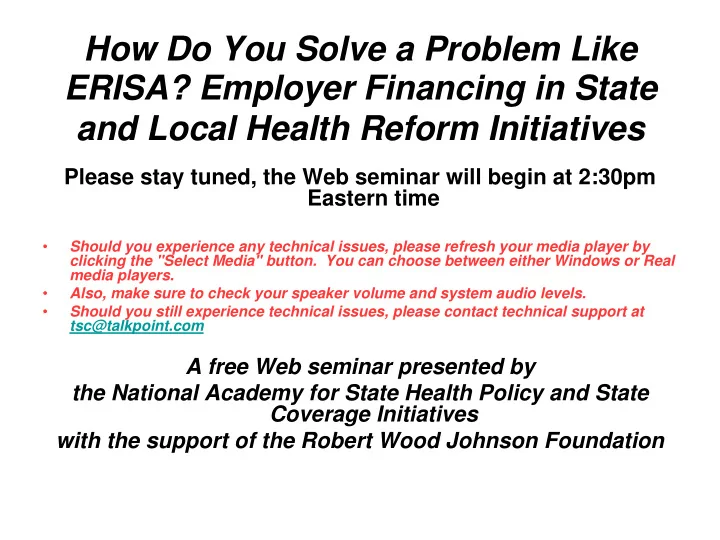how do you solve a problem like erisa employer financing