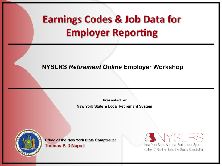 earnings codes job data for employer repor8ng