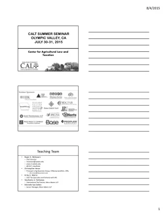 Teaching Team   Roger A. McEowen  CALT Director  mceowen@iastate.edu