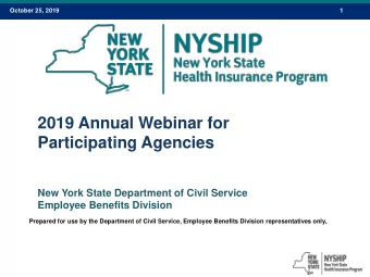 2019 Annual Webinar for  Participating Agencies  New York State Department of Civil Service