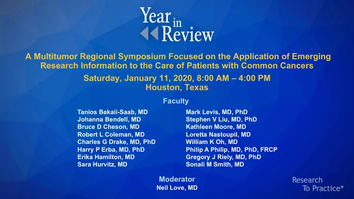 a multitumor regional symposium focused on the