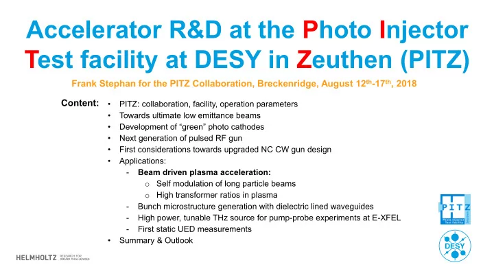 accelerator r d at the photo injector