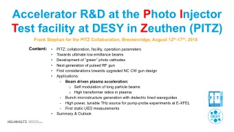 Accelerator R&amp;D at the Photo Injector  Test facility at DESY in Zeuthen (PITZ) Frank Stephan