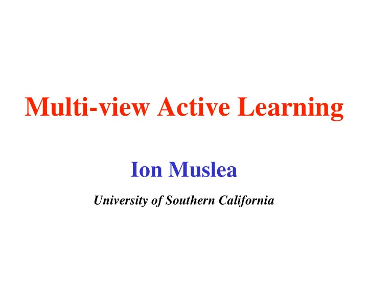 multi view active learning