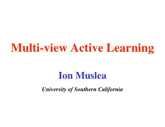 Multi-view Active Learning  Ion Muslea  University of Southern California  Outline   Multi-view