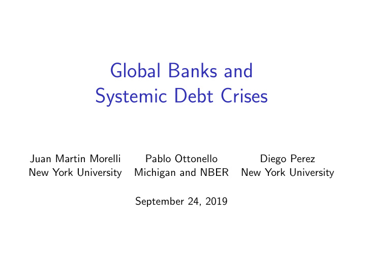 global banks and systemic debt crises