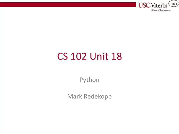 cs 102 unit 18
