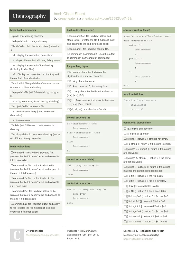 bash cheat sheet