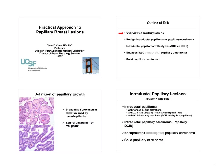 practical approach to papillary breast lesions