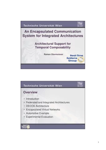 An Encapsulated Communication  System for Integrated Architectures  Architectural Support for