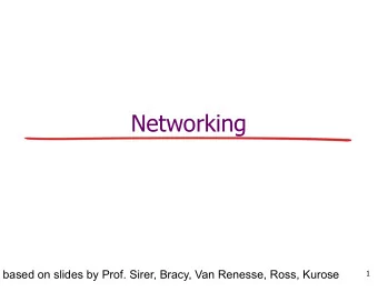 Networking  based on slides by Prof. Sirer, Bracy, Van Renesse, Ross, Kurose  1  Basic Network