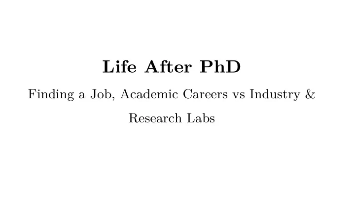 life after phd