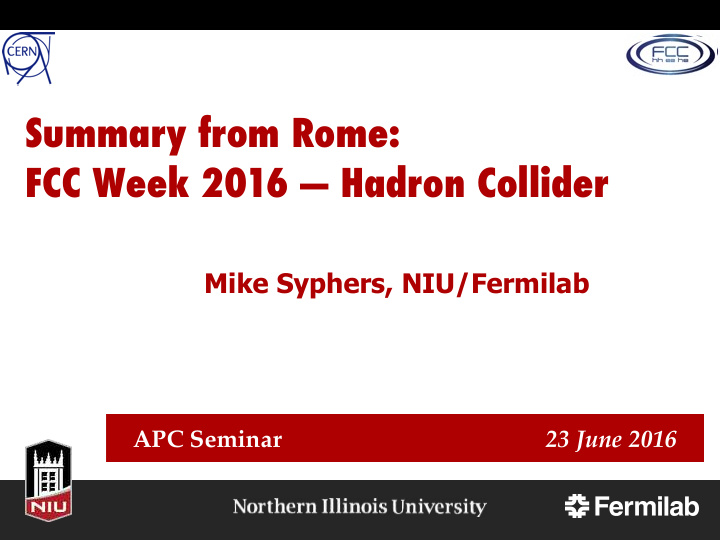 summary from rome fcc week 2016 hadron collider