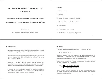 A Course in Applied Econometrics  1. Introduction  Lecture 5  2. Basics  3. Local Average