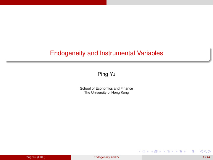 endogeneity and instrumental variables
