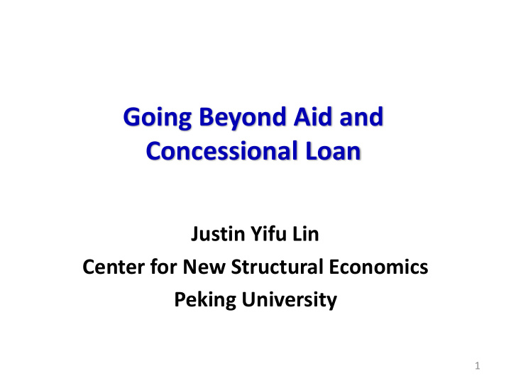 going beyond aid and concessional loan