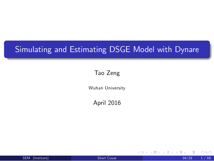 simulating and estimating dsge model with dynare
