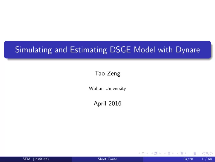 simulating and estimating dsge model with dynare