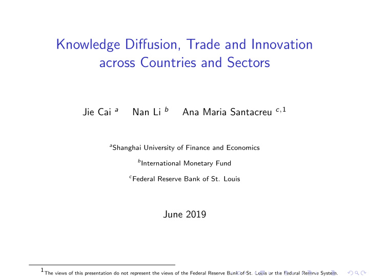 knowledge diffusion trade and innovation across countries