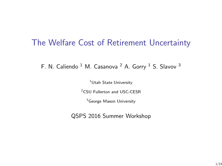the welfare cost of retirement uncertainty