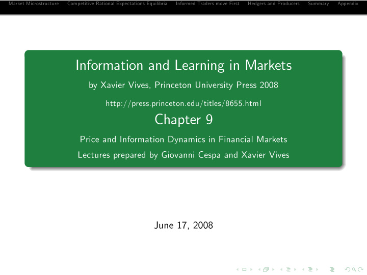 information and learning in markets