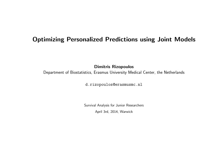 optimizing personalized predictions using joint models