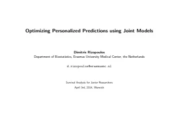 Optimizing Personalized Predictions using Joint Models  Dimitris Rizopoulos  Department of