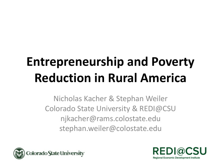 entrepreneurship and poverty reduction in rural america