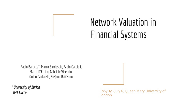 network valuation in financial systems