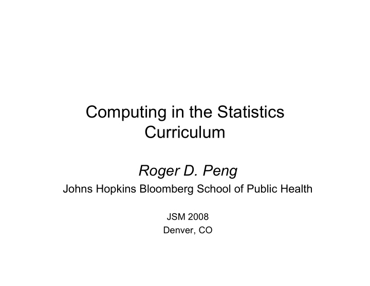 computing in the statistics curriculum