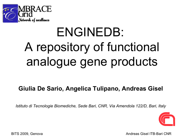 enginedb a repository of functional analogue gene products